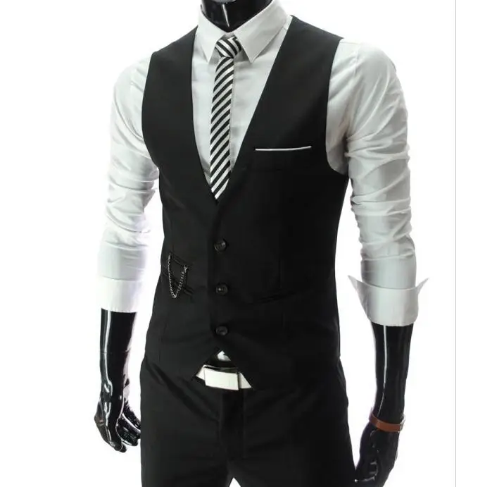 Photo Color Мужской костюм жилет бутик твид Slim Fit Досуг Хлопок Мужской джентльмен Бекхэм жилет для делового костюма для свадебных женихов - Цвет: Photo Color