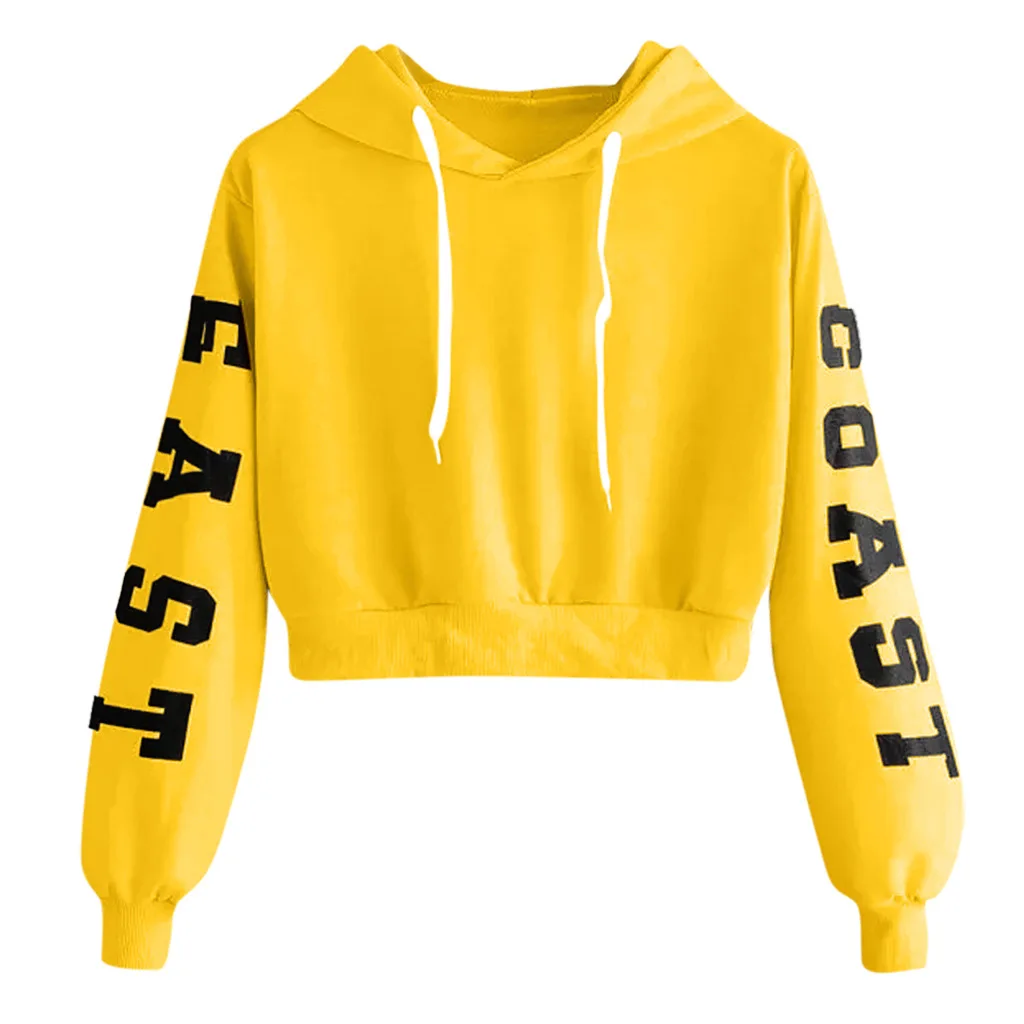 

2020 new short long sleeve letter printed hooded women