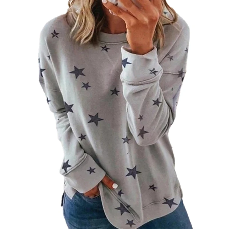 

2021 Spring Autumn Fashion New European And American Women's Clothing Loose Plus Size Round Neck Long Sleeve Printed Hoody 450