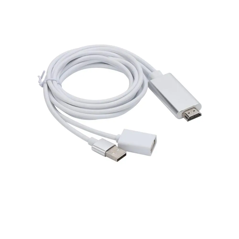 Кабель преобразователь HDTV для iPhone iPad Android на HDMI ТВ адаптер с USB портом питания