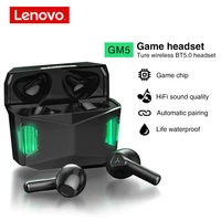 2021 new original lenovo gm5 gaming headphone low latency waterproof wireless bt5 0 hifi headset with micphone sports earphone