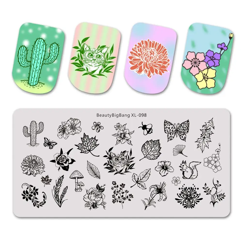 Прямоугольные штамповочные пластины BEAUTYBIGBANG 6*12 см цветок животное смешанный