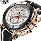 Часы наручные LIGE мужские кварцевые, роскошные брендовые спортивные водонепроницаемые в стиле милитари, с кожаным ремешком, с датой, 2020