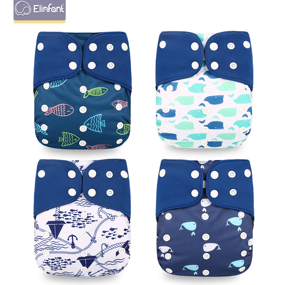 Elinfant wholesales100pcs 4 шт./компл. моющиеся кофе сетчатая ткань с ромбовидным узором регулируемые подгузники многоразовые тканевые подгузники с карманами