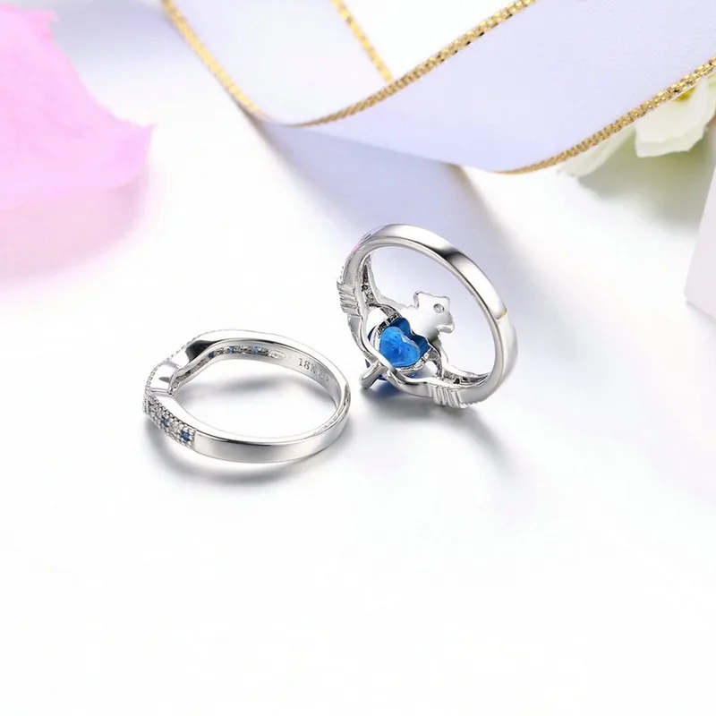 Fashion 925 Sterling Silver Color Ring For Women Wedding Engagement Diamond Crown Queen Gemstone Sapphire Fine Jewelry | Украшения и