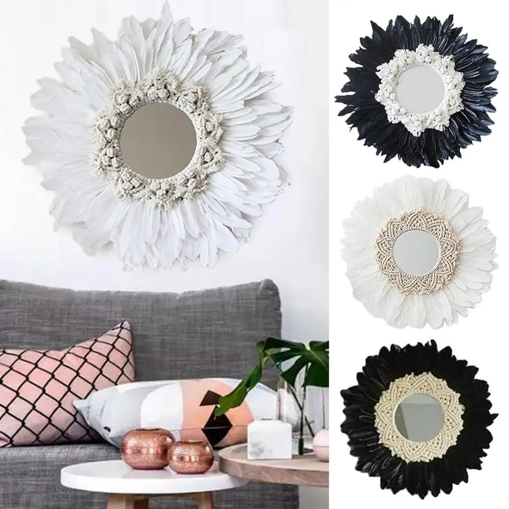 

Мандала кружевной гобелен ручной работы Тканое перо настенное украшение для дома, общежития, богемного стиля