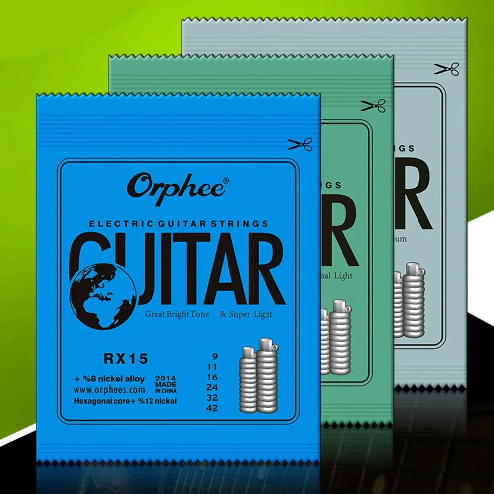 

Orphee Metal Electric Guitar Strings Full-Size Light Medium 9-42 10-46 11-50 Gauges 6 String For Guitar Parts Musical Instrument