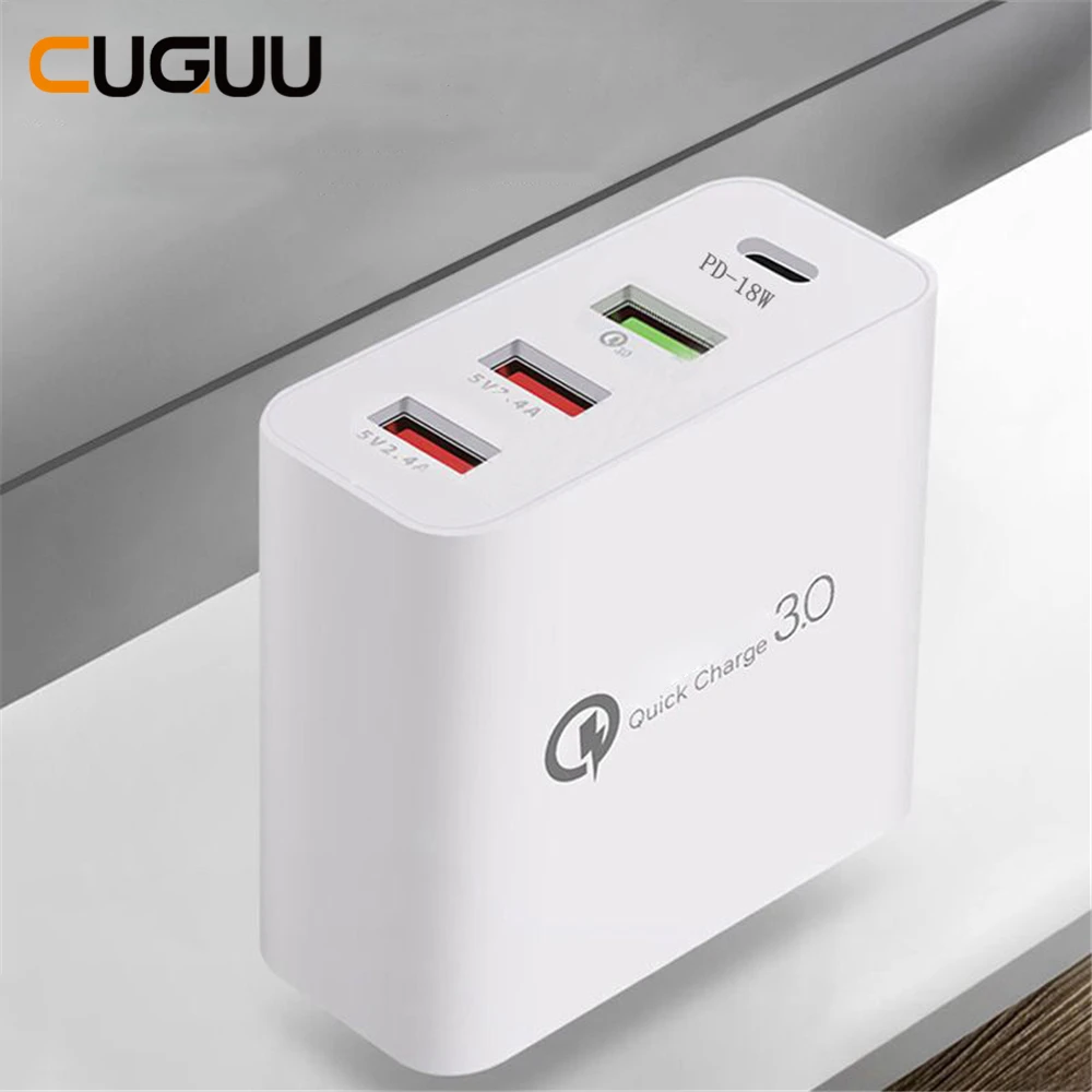 Мульти зарядное устройство usb type C быстрое зарядное устройство для iPhone для samsung Tablet QC 3,0 Быстрая зарядка для телефона US EU UK AU переходник