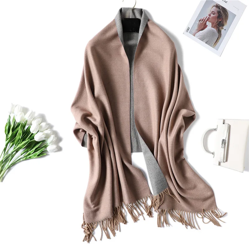 Двусторонний 2019 зимний шарф для женщин толстые теплые кашемировые шарфы женские