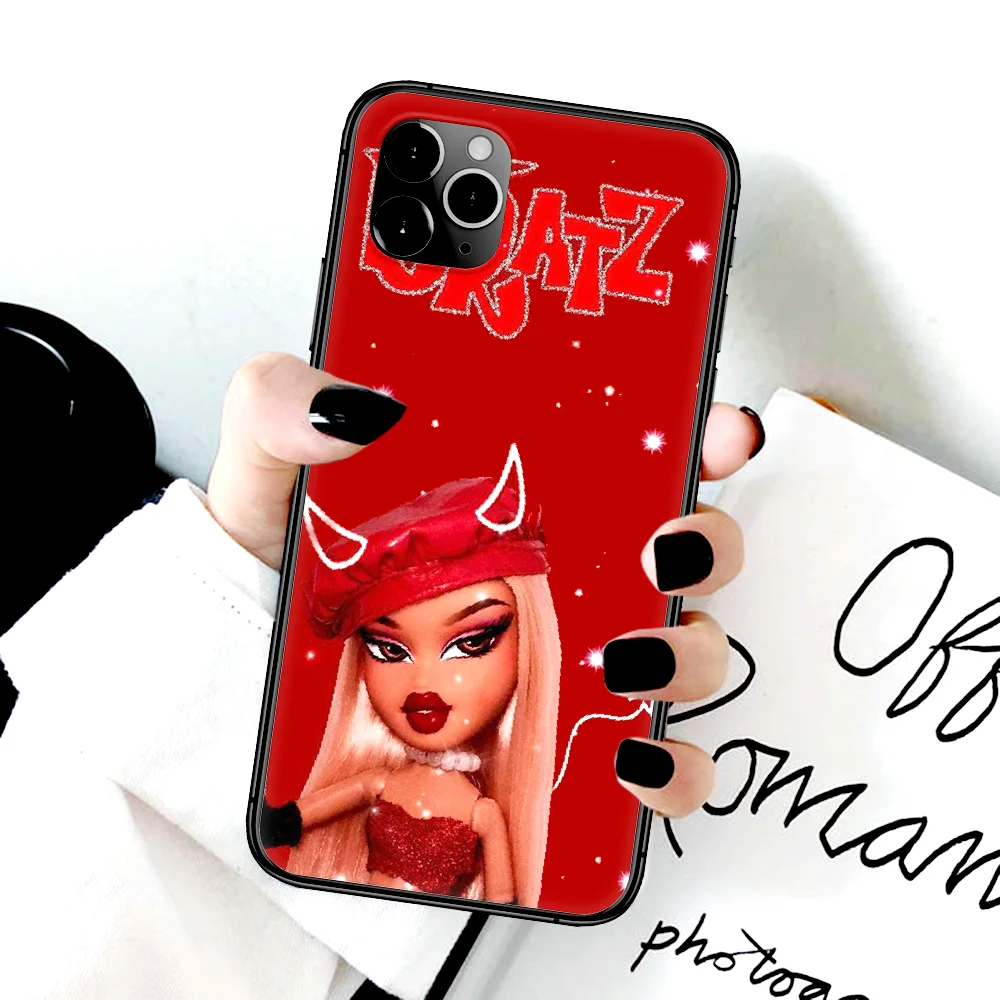

Luxury Bratz Cute Doll Phone Case For Iphone 4 4s 5 5S SE 5C 6 6S 7 8 Plus X XS XR 11 12 Mini Pro Max 2020 black Cell Tpu Etui