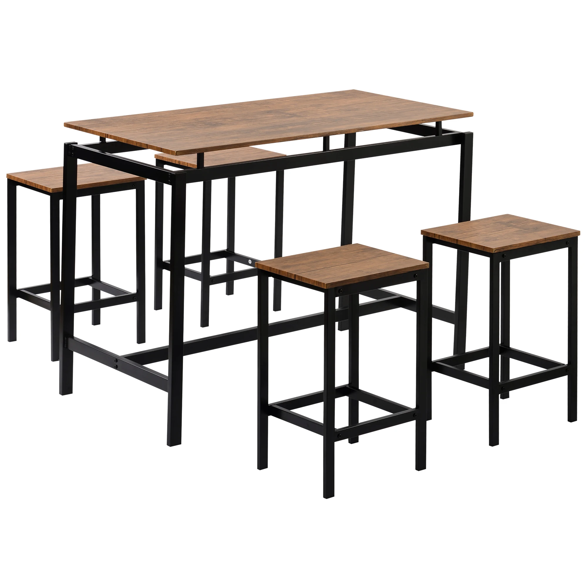 5 Piece Kitchen Set Counter Height Table Set Industrial Dining Table With 4 Chairs Home Furniture US Warehouse Fashion 5pcs dining chair set 4 chairs 1 dining table set wooden metal furniture brown black beige home kitchen office furniture