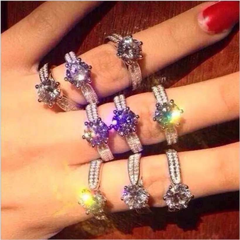 Акция! Женское кольцо из серебра 100% пробы с фианитом 3 карата 8 мм | Украшения и