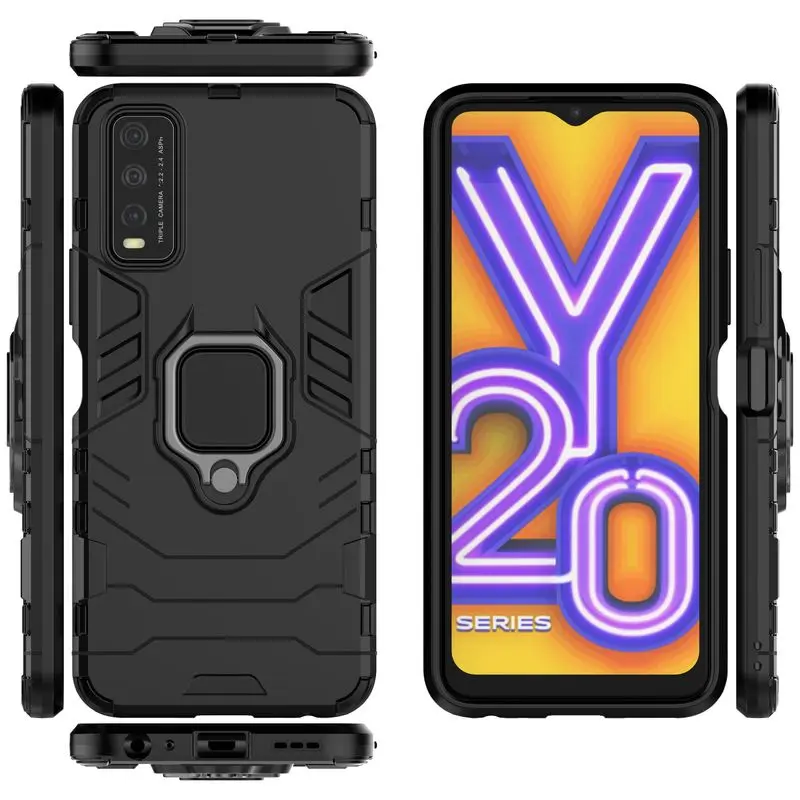 

Shockproof Case For VIVO Y20 Fashion Armor With Finger ring degrees Stand Anti-fall Back Cover For VIVO Y20 TPU Frame Phone Case