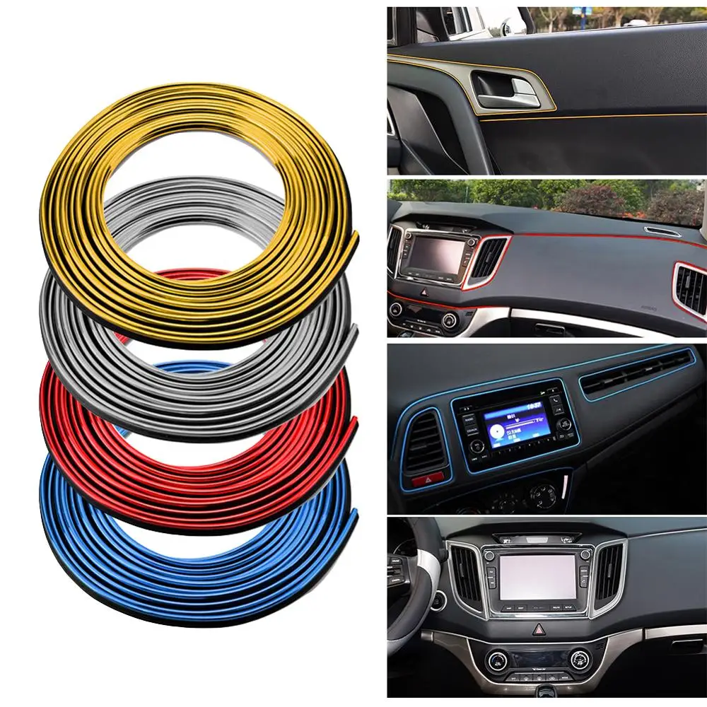 

Stylish 5M Car Interior Moulding Trim Strip Styling Interior Sticker Decoration Strip Car Door trips Rubber Edge Protective Seal