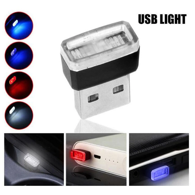 2PCS/set Mini USB LED Decorative Lights Plug Play Decor Lamp Atmosphere Light Suitable For Any Cars Five Color Options | Автомобили и