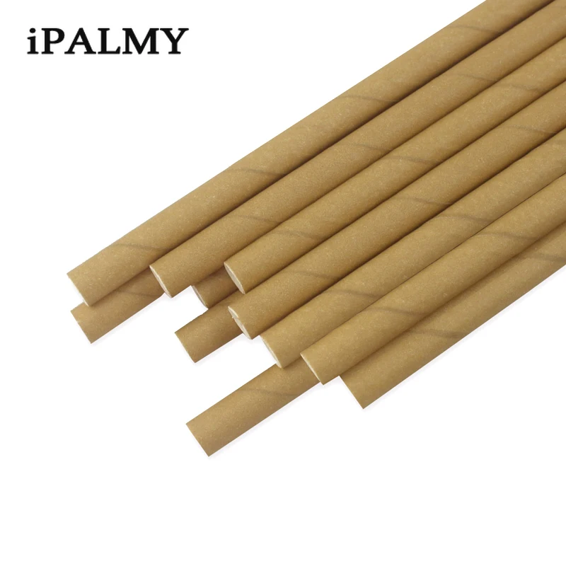 Ipalmay 200 штук коричневые крафт-бумажные биоразлагаемые трубочки питьевые