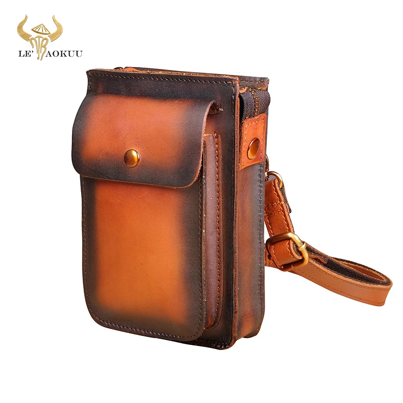 Оригинальная кожаная мужская повседневная дизайнерская мини сумка-мессенджер