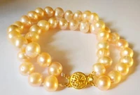 new arrival favorite pearl bracelet 7 8mm pink color real freshwater pearl bracelet 2 strands gold clasp fine jewelry women gift