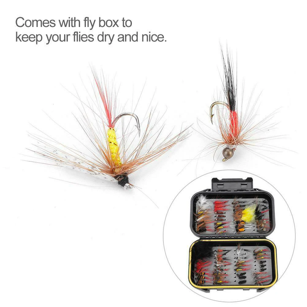 

72 pcs Fly Fishing Flies Assortment Trout Fly Fishing Flies Wet Dry Flies Lures