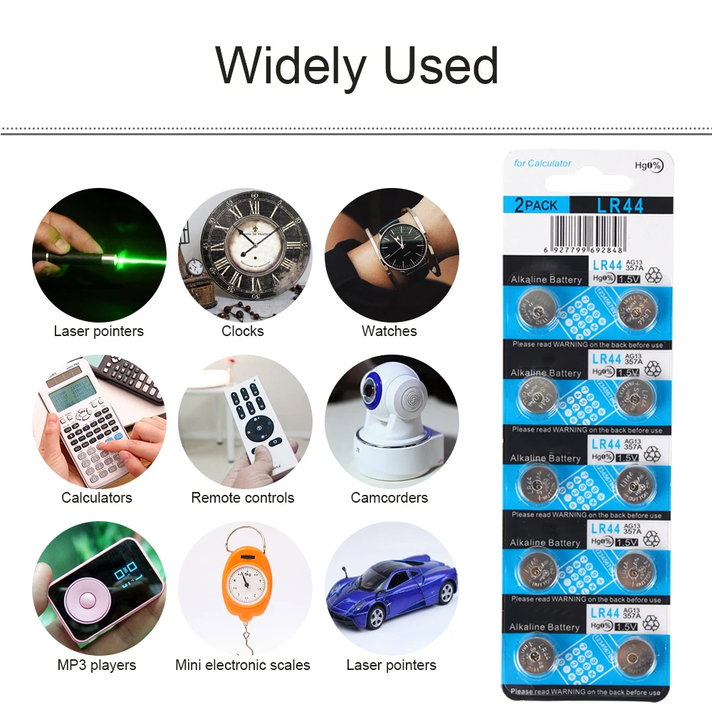 

10pcs/1Pack YCDC AG 13 Button Battery 1.5V SR44SW L1154 RW82 RW42 LR44 357 AG13 Coin Cell Batteries for Watch Calculator toys