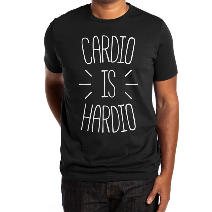 Футболка с надписью Cardio is Hardio Забавный юмор тренировка надпись to live|Мужские