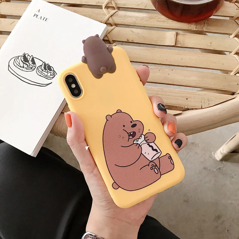Abbery 3D Cute Cartoon Bear Soft Phone Case for iPhone 6 6s 7 8 Plus X XR XS Max Silicone Back Cover |