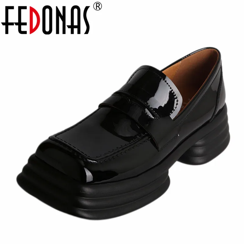 

Женские офисные туфли-лодочки FEDONAS, весенне-летние туфли из натуральной кожи на толстом каблуке в сдержанном стиле