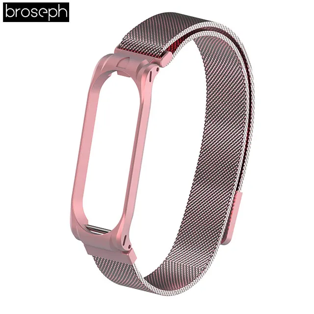 Rose Red Mi lanese ремешок для часов Xiaomi mi Band 3 4 спортивные ремешки из нержавеющей стали для mi band 3 4 Смарт часы браслет аксессуары - Цвет ремешка: Rose Red
