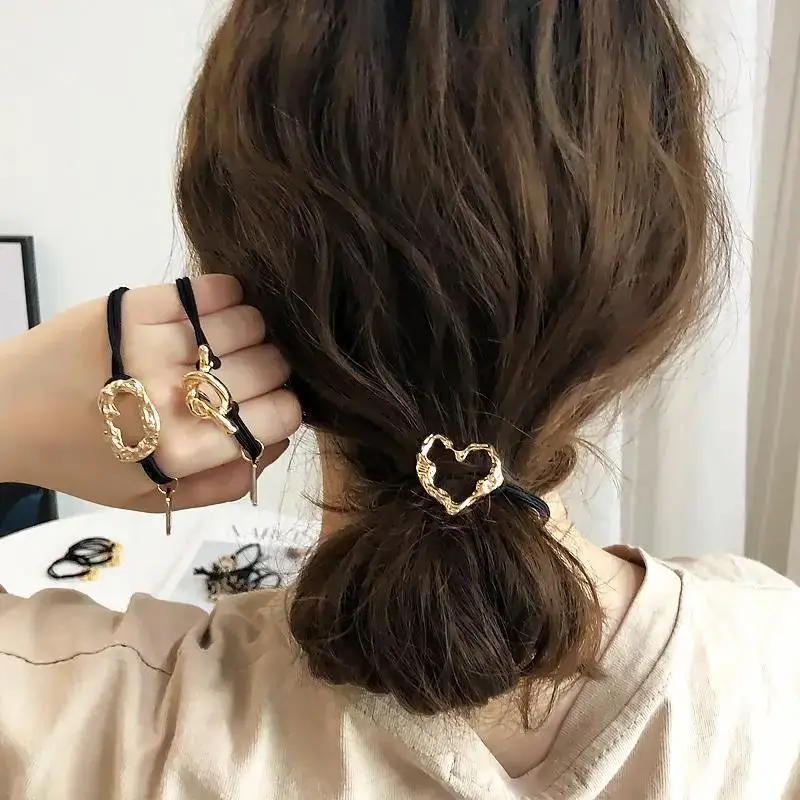 

South Korea's Dongdaemun Shiny bow hair ring head rope ins fashionable wild sweet tie hair rubber band Women