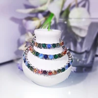 new shiny colorful zircon necklace colorful aaaa zircon necklace fashion womens 925 silver necklace birthday gift