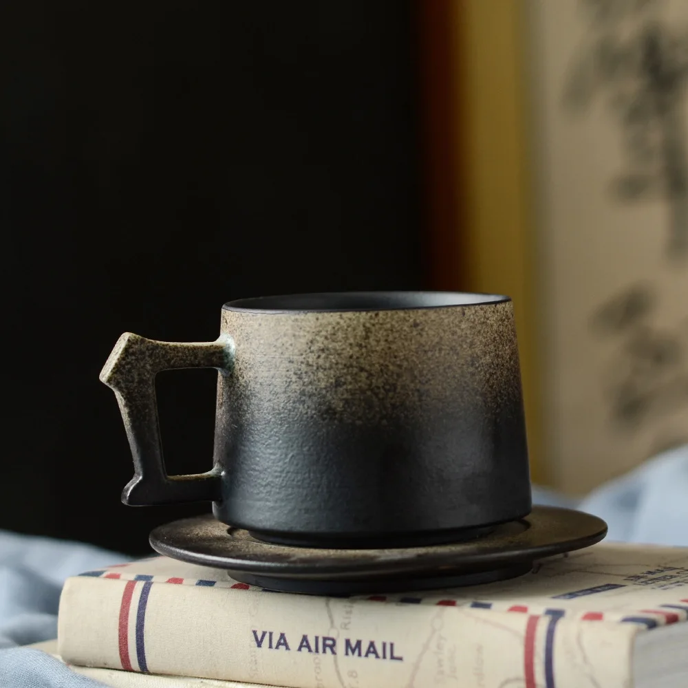 Cup and saucer 04 Керамическая кофейная чашка, набор, английский послеобеденный чай, кружка для кофе, парные чашки и блюдце, набор посуды для кофе, подарок для влюбленных, Прямая поставка - Цвет: Cup and saucer 04