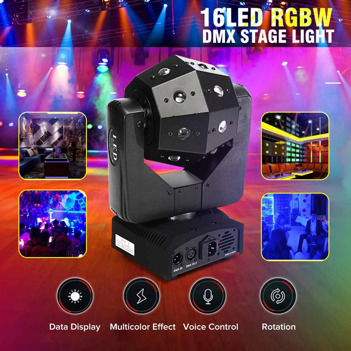 

50W LED Mini Moving Head Ball Laser Beam Strobe 4 in1 Football Roller Moving Heads DMX Infinite Rotation LED Disco Stage Light