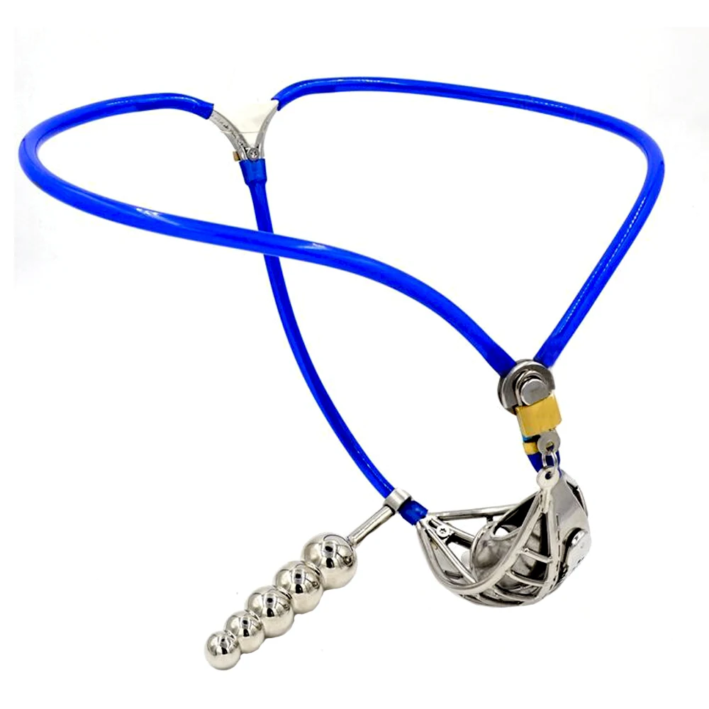 Пояс верности из нержавеющей стали для мужчин со съемной анальной пробкой