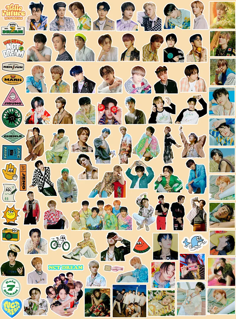 100 unids/set KPOP NCT DREAM nuevo &aacute;lbum Hola futuro para equipaje port&aacute;til m&oacute;vil pegatinas DIY-3