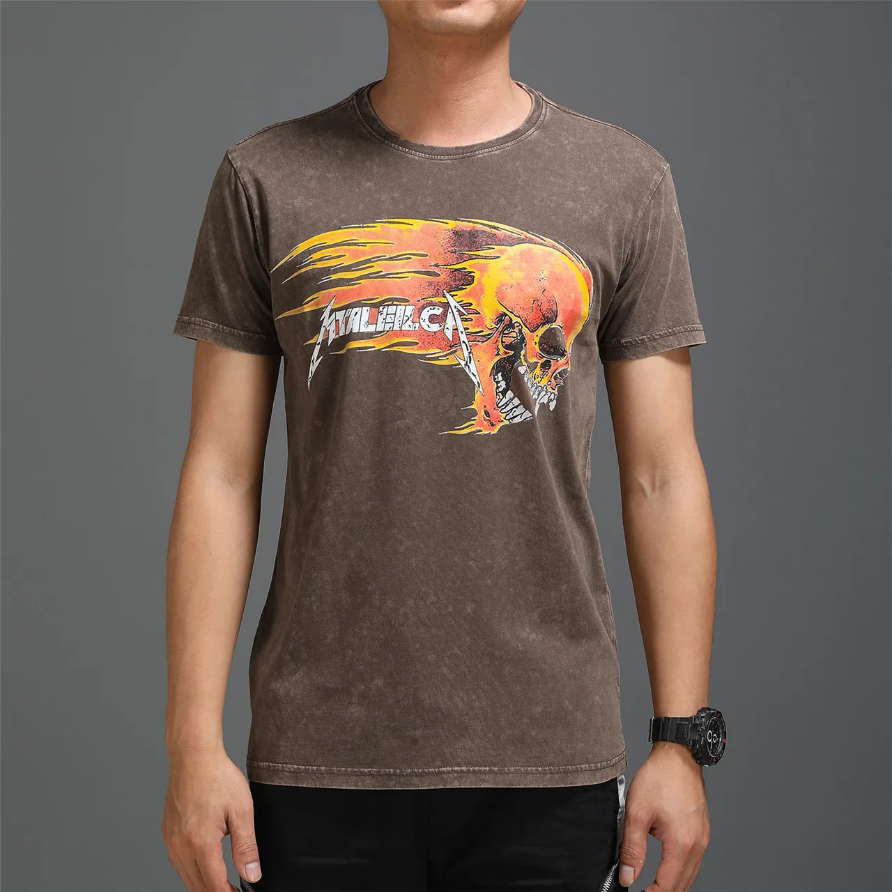 

Men's short-sleeved t-shirt thin slim tops youth casual clothes cotton Comfortable round neck mercerized