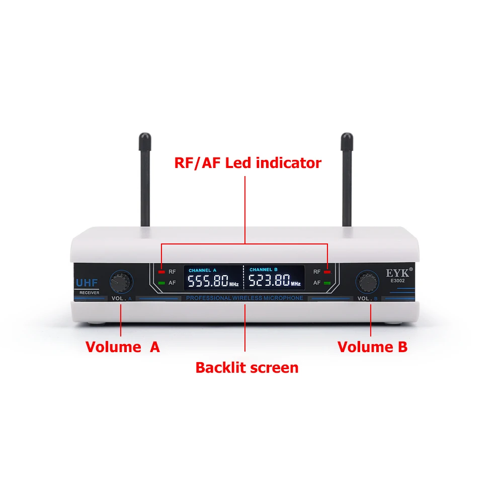 Ручной микрофон EYK 3002 двойной ручной с автоматическим выбором стабильный прием