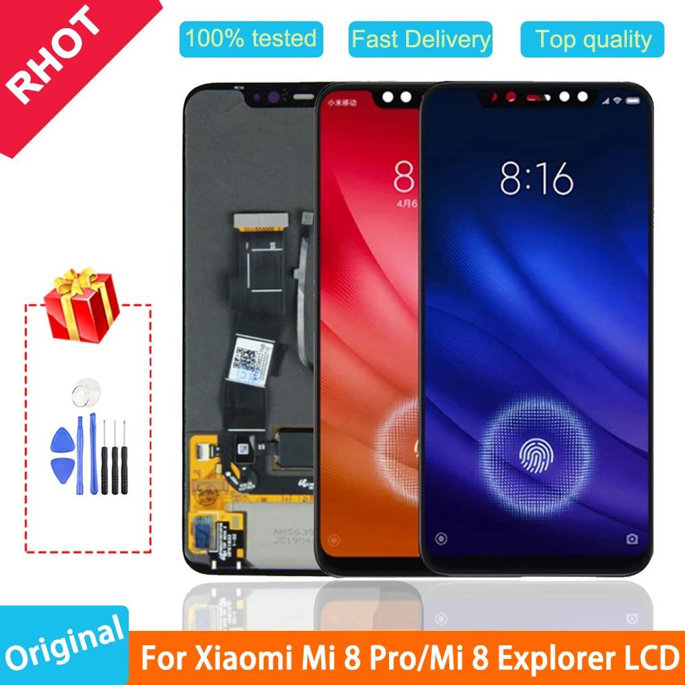 100% протестированный Оригинальный ЖК дисплей 6 21 дюйма для MI 8 Pro Xiaomi Mi Explorer/MI