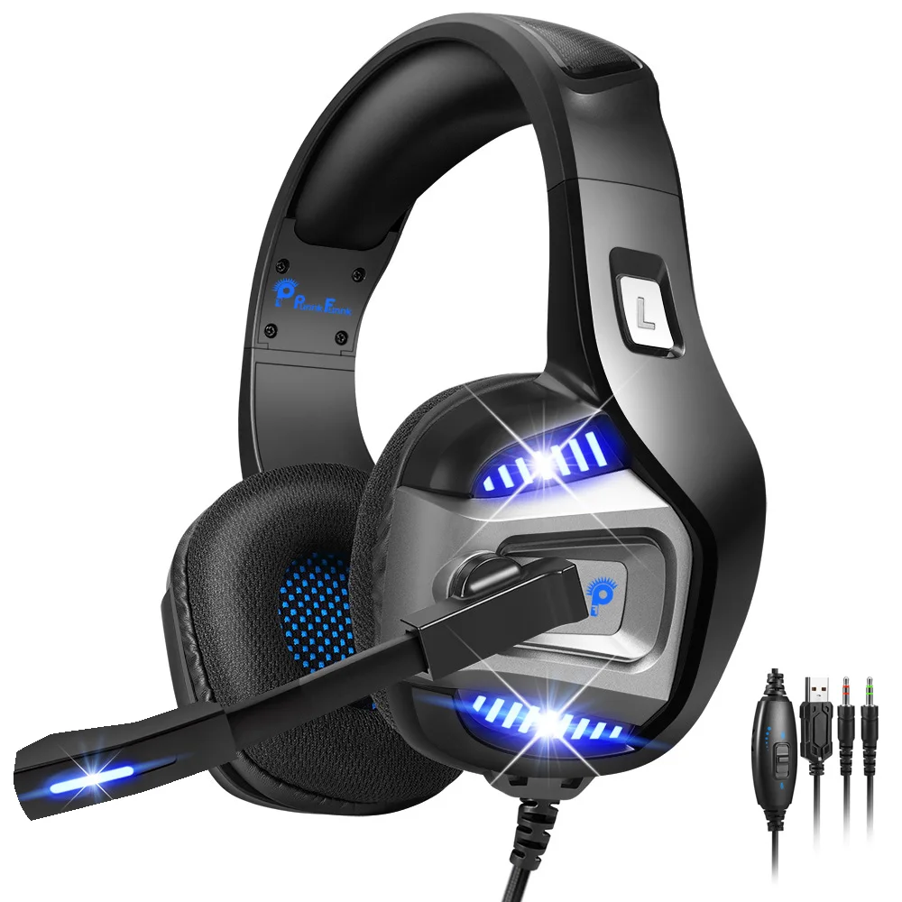 

Deep Bass Stereo Led Light Gaming headphones For PS4 PS5 Fifa 21 Xbox Laptop PC Gamer headsets Noise Reducetion Wired Earphone