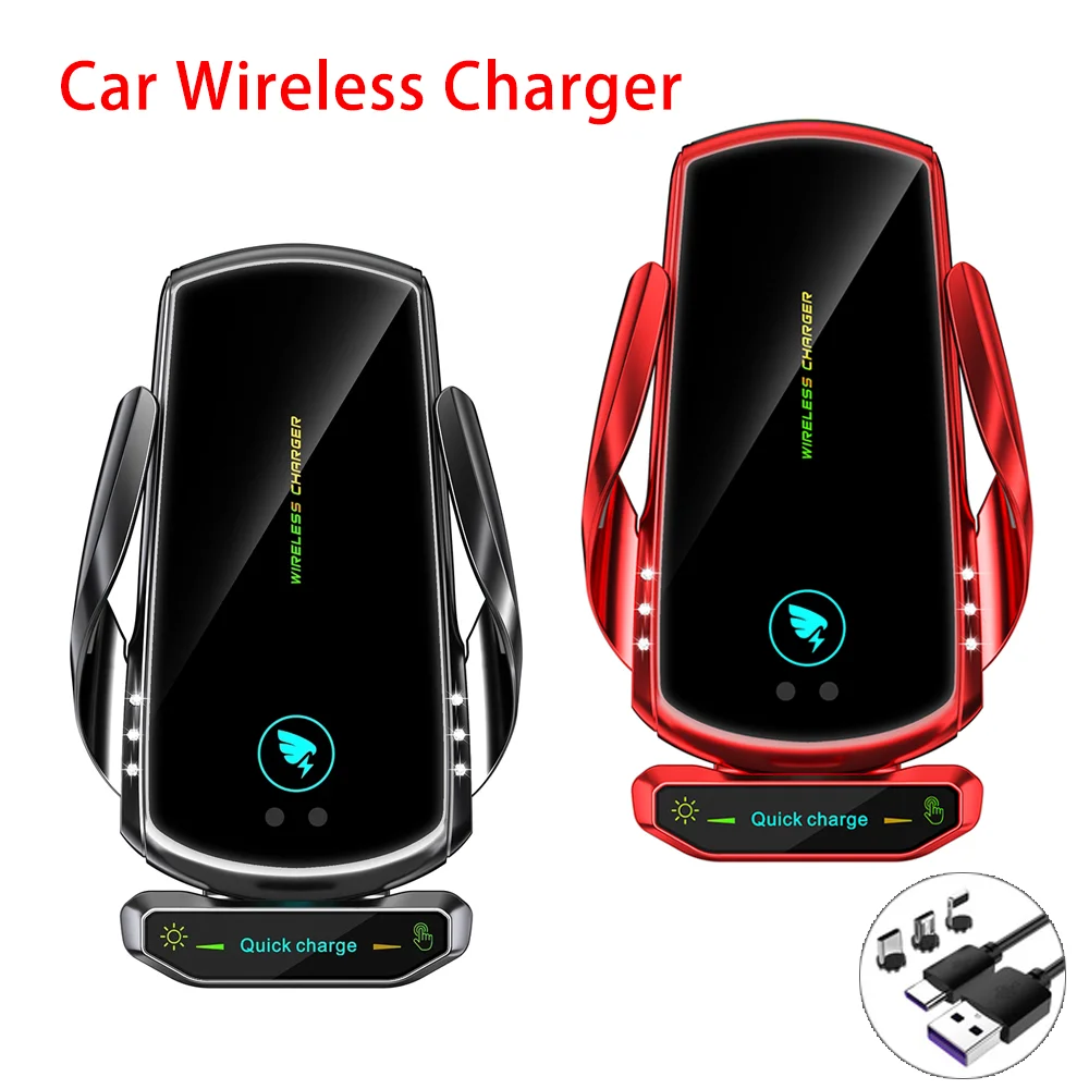 

15W Wireless Chargers Automatic Infrared Sensor Holder Qi Fast Charging Car Wireless Charger for IPhone 13 12 Samsung S20 Note10