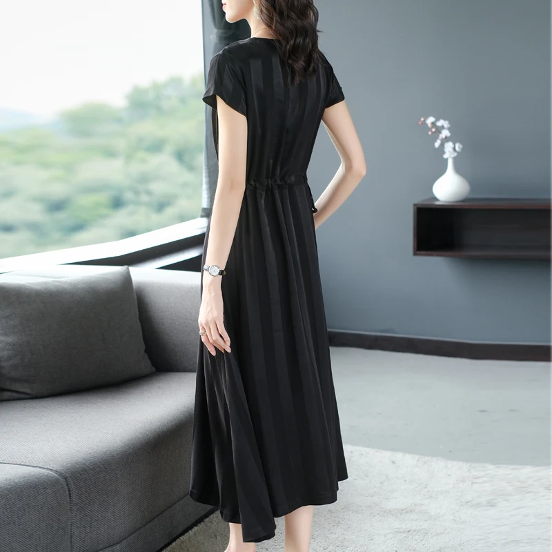 

COIGARSAM 3XL Plus Size Short Sleeve Women dress New Summer Dresses Green Black 8591