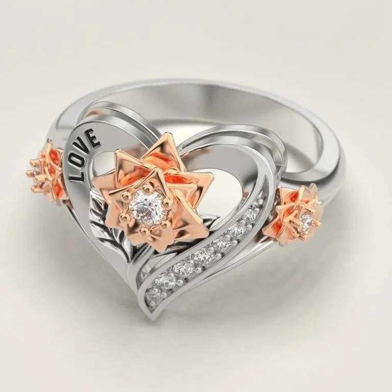 Модные кольца в форме сердца с инкрустированными цирконами для женщин ювелирные