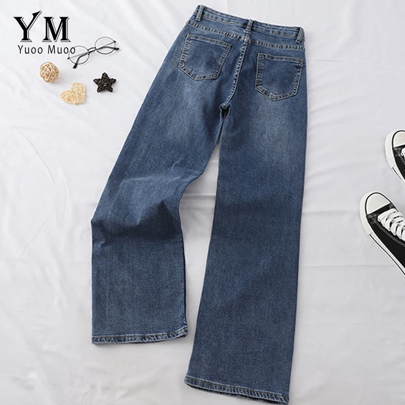 YuooMuoo 2019 Black Pants Women High Waist Jeans Brief Fashion Boyfriend Wide Leg Mom Trousers Casual Ladies Denim |