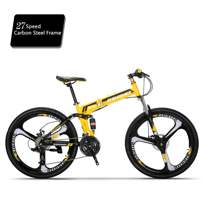 27 Speed B yellow Горный велосипед из углеродистой стали складная рама мягкая-хвост 26 дюймов колеса велосипеда дисковые тормоза 21 27 скорость спорт Bicicleta - Цвет: 27 Speed B yellow