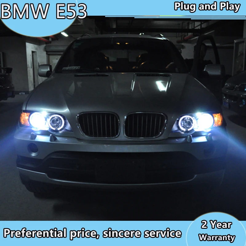 2 шт. фары для BMW X5 E53 светодиодные Angel Eyes 1998 1999 2000 2001 2002 2003 года с комплектом HID