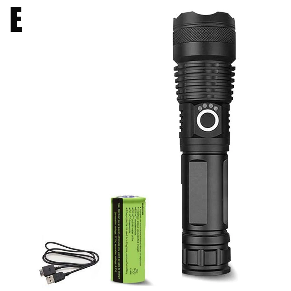 

New 120000 LM Powerful LED Flashlight USB Zoom Torch Aluminum Alloy Battery Indicator Drop Shipping