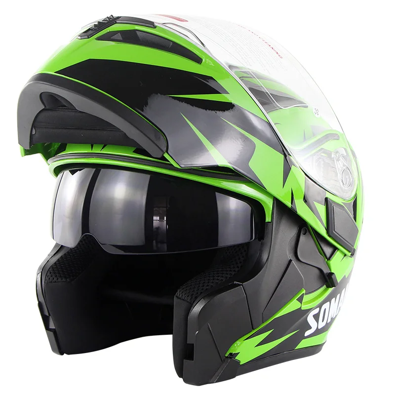 Enlarge Motorcycle Full Face Helmet Casque Moto High Quality ABS Motocross Helmet Motorbike Capacete Dual Lens ECE Flip Up Casco Moto