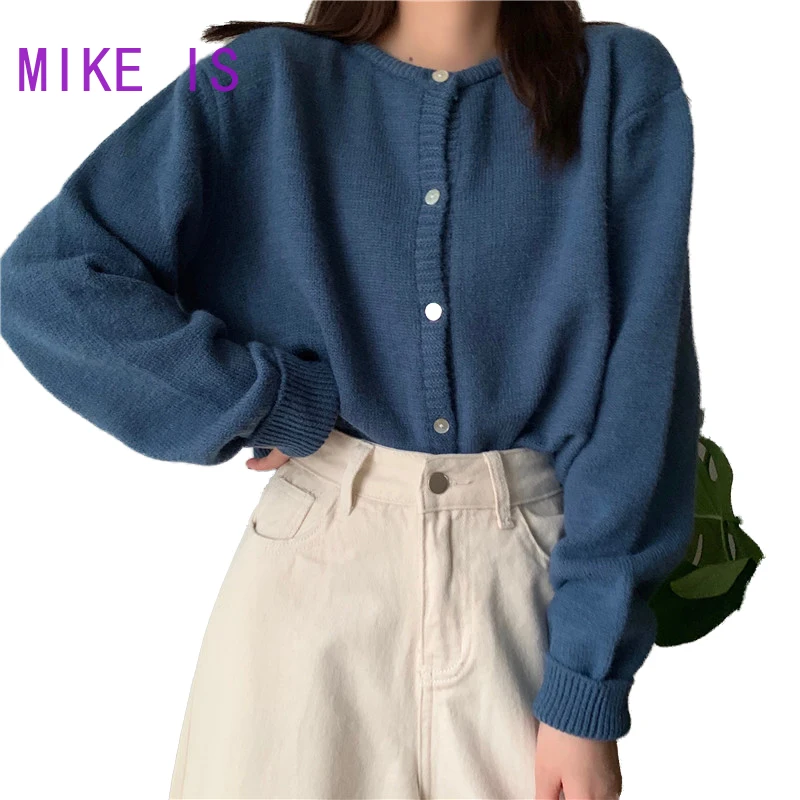 Кардиган женский однотонный винтажный свитер на пуговицах хлопковая Пастельная