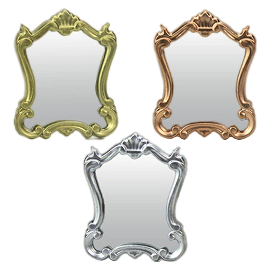 

1:12 Dollhouse Miniature Mirror Frame Doll House Decor Miniature Bathroom Furniture Model for Kids