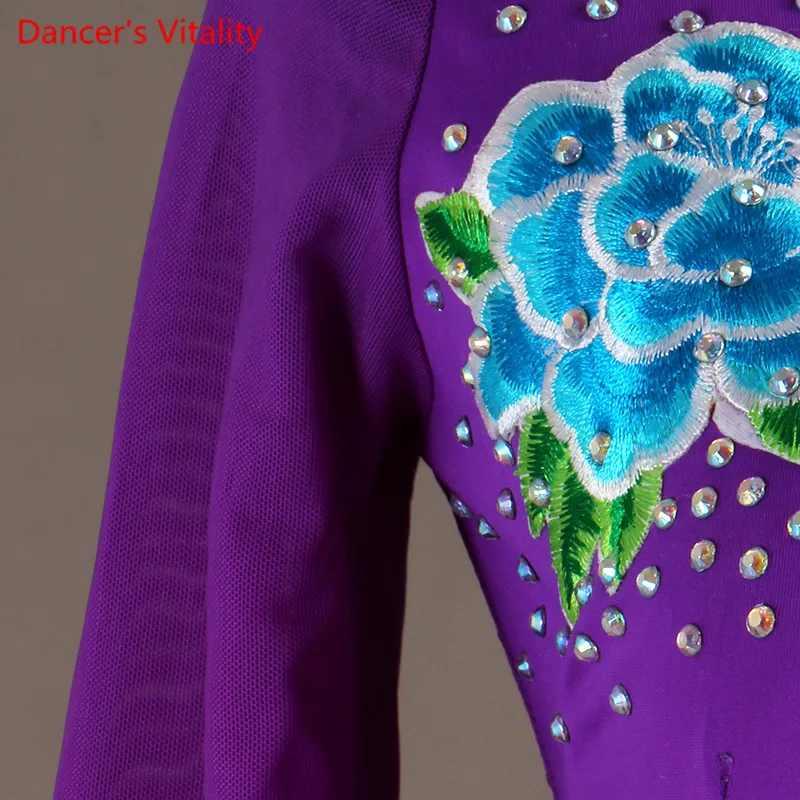 Алмазное длинное платье для танцев женское соревнований с узором Вальс/Танго XXS