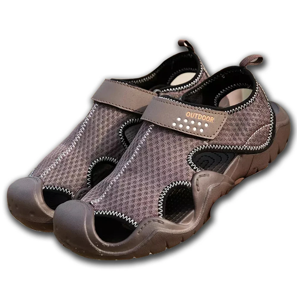 

Summer casual men's sandals Outdoor hiking non-slip beach gravel soil walking velcro sandals Plus size men's shoes